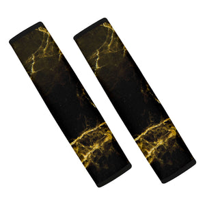 Black Gold Marble Print Car Seat Belt Covers