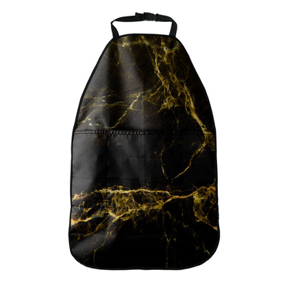 Black Gold Marble Print Car Seat Organizers