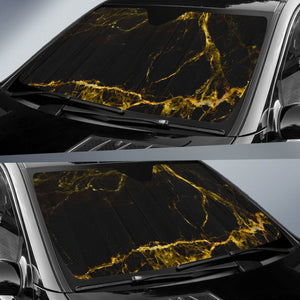 Black Gold Marble Print Car Sun Shade GearFrost