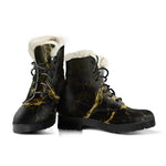 Black Gold Marble Print Comfy Boots GearFrost