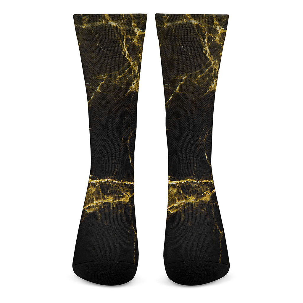 Black Gold Marble Print Crew Socks – GearFrost