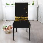 Black Gold Marble Print Dining Chair Slipcover