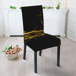 Black Gold Marble Print Dining Chair Slipcover