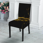 Black Gold Marble Print Dining Chair Slipcover