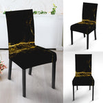 Black Gold Marble Print Dining Chair Slipcover