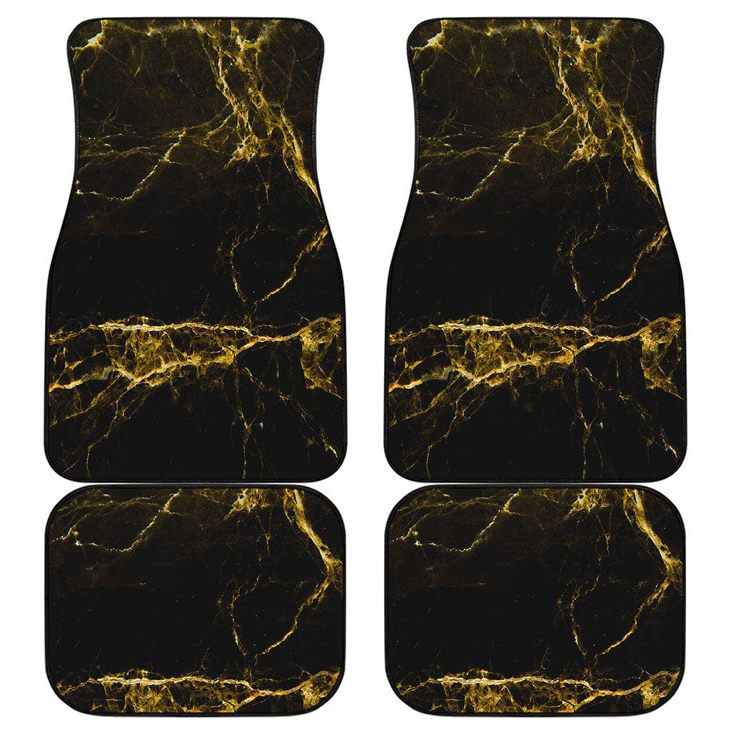 Black Gold Marble Print Front and Back Car Floor Mats