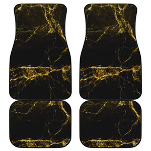 Black Gold Marble Print Front and Back Car Floor Mats