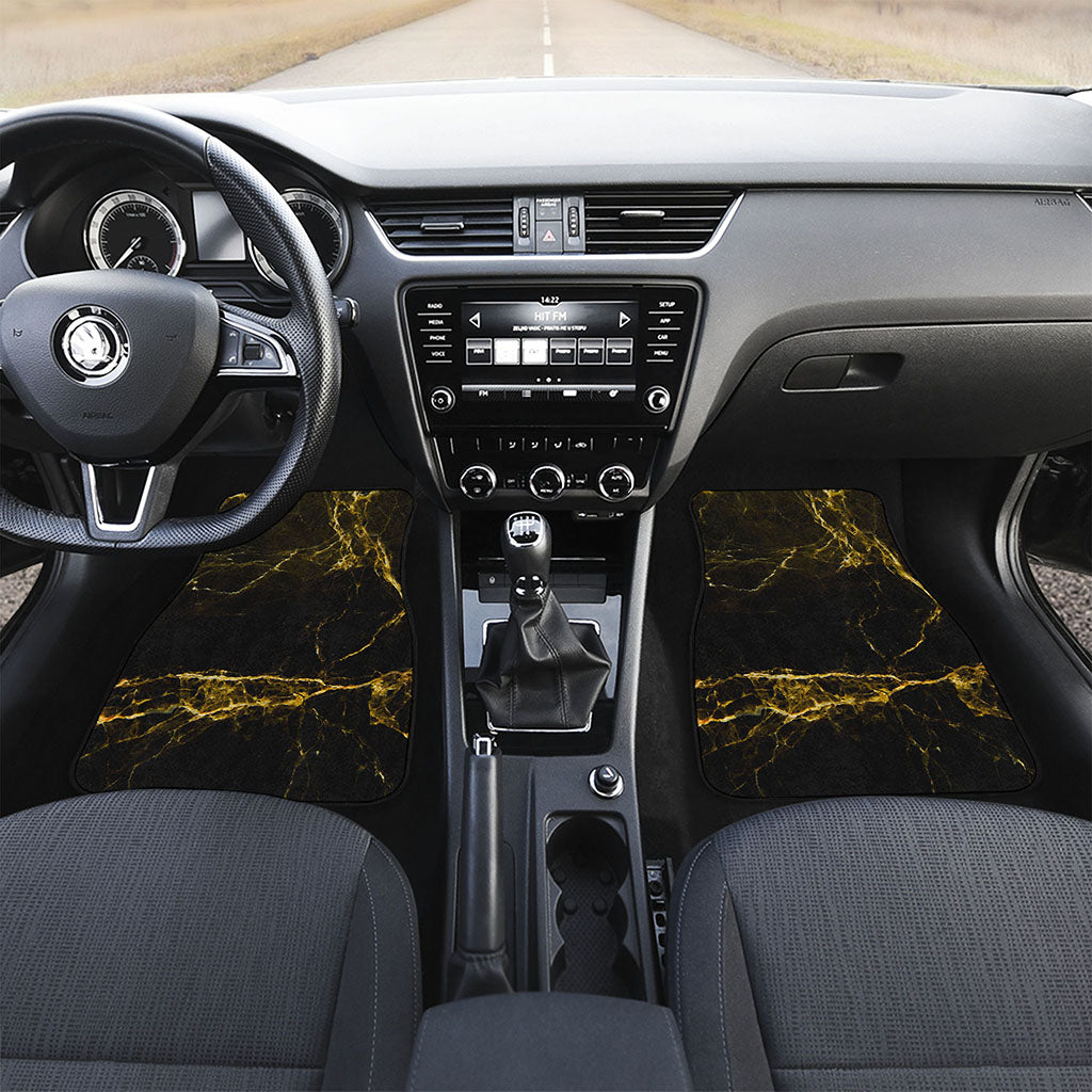 Black Gold Marble Print Front and Back Car Floor Mats