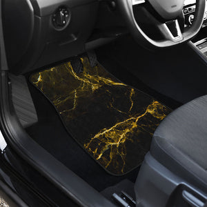 Black Gold Marble Print Front and Back Car Floor Mats