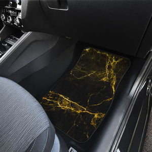 Black Gold Marble Print Front and Back Car Floor Mats