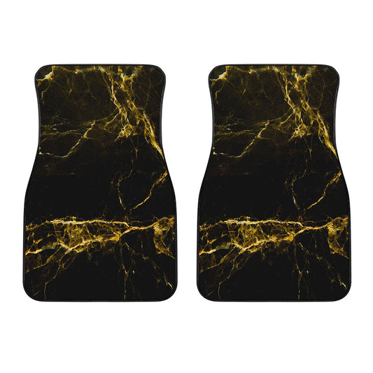 Black Gold Marble Print Front Car Floor Mats