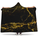 Black Gold Marble Print Hooded Blanket
