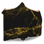 Black Gold Marble Print Hooded Blanket