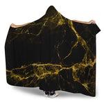 Black Gold Marble Print Hooded Blanket