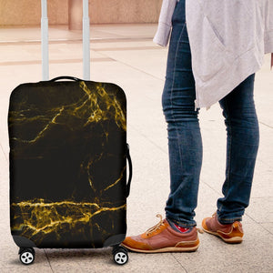 Black Gold Marble Print Luggage Cover GearFrost