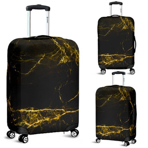 Black Gold Marble Print Luggage Cover GearFrost