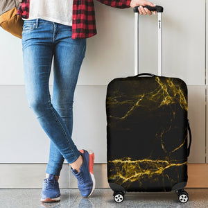 Black Gold Marble Print Luggage Cover GearFrost