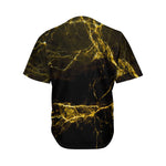 Black Gold Marble Print Men's Baseball Jersey