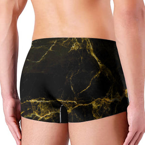 Black Gold Marble Print Men's Boxer Briefs