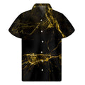 Black Gold Marble Print Men's Short Sleeve Shirt