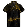 Black Gold Marble Print Men's Short Sleeve Shirt