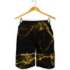 Black Gold Marble Print Men's Shorts