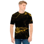 Black Gold Marble Print Men's T-Shirt