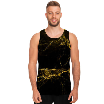 Black Gold Marble Print Men's Tank Top