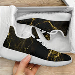 Black Gold Marble Print Mesh Knit Shoes GearFrost