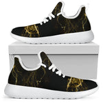 Black Gold Marble Print Mesh Knit Shoes GearFrost