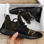 Black Gold Marble Print Mesh Knit Shoes GearFrost