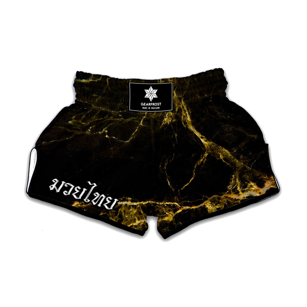 Black Gold Marble Print Muay Thai Boxing Shorts