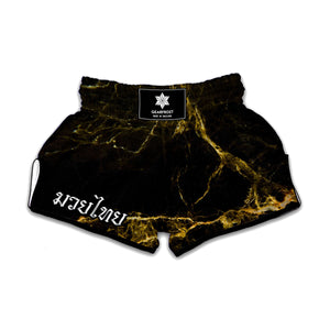 Black Gold Marble Print Muay Thai Boxing Shorts