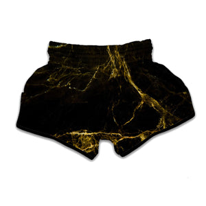 Black Gold Marble Print Muay Thai Boxing Shorts