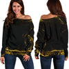 Black Gold Marble Print Off Shoulder Sweatshirt GearFrost