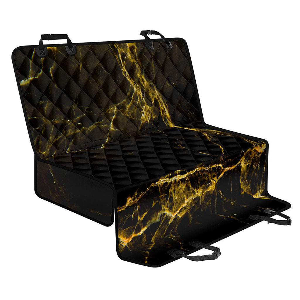 Black Gold Marble Print Pet Car Back Seat Cover