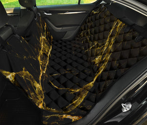 Black Gold Marble Print Pet Car Back Seat Cover