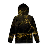 Black Gold Marble Print Pullover Hoodie