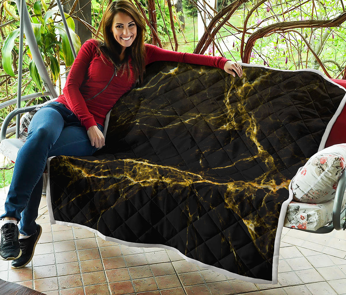 Black Gold Marble Print Quilt