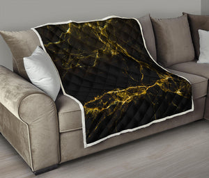 Black Gold Marble Print Quilt