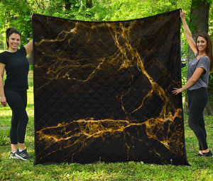 Black Gold Marble Print Quilt