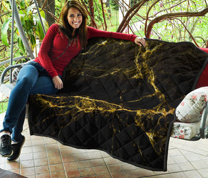 Black Gold Marble Print Quilt