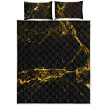 Black Gold Marble Print Quilt Bed Set