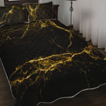 Black Gold Marble Print Quilt Bed Set