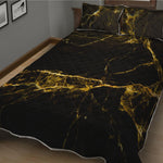 Black Gold Marble Print Quilt Bed Set