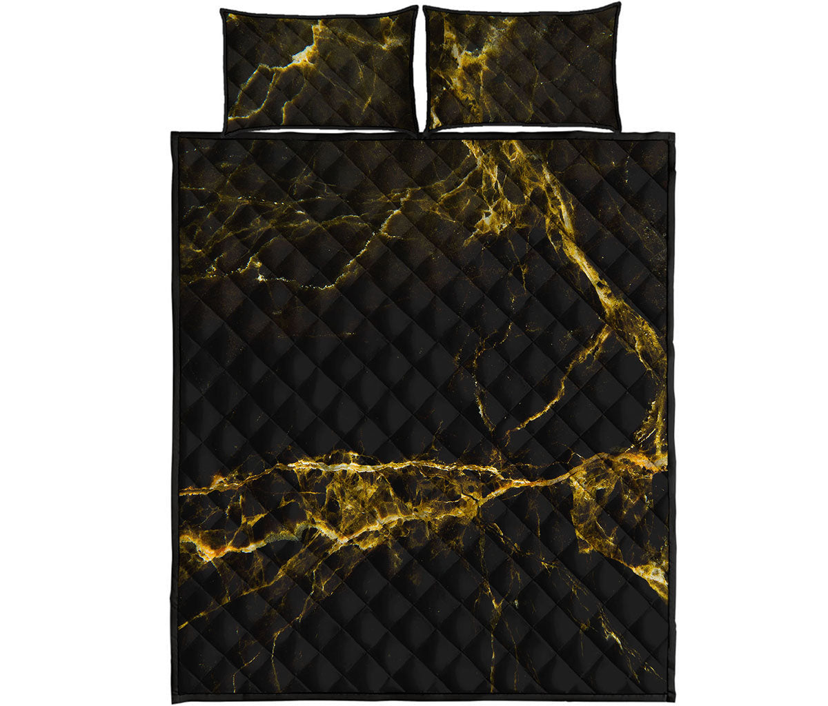 Black Gold Marble Print Quilt Bed Set