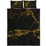 Black Gold Marble Print Quilt Bed Set