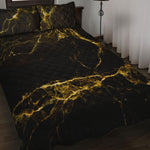 Black Gold Marble Print Quilt Bed Set