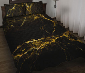 Black Gold Marble Print Quilt Bed Set