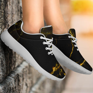 Black Gold Marble Print Sport Shoes GearFrost